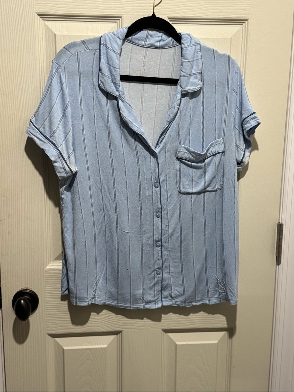 Auden Cloud Knit Pajama Set | Light Blue Stripe | X